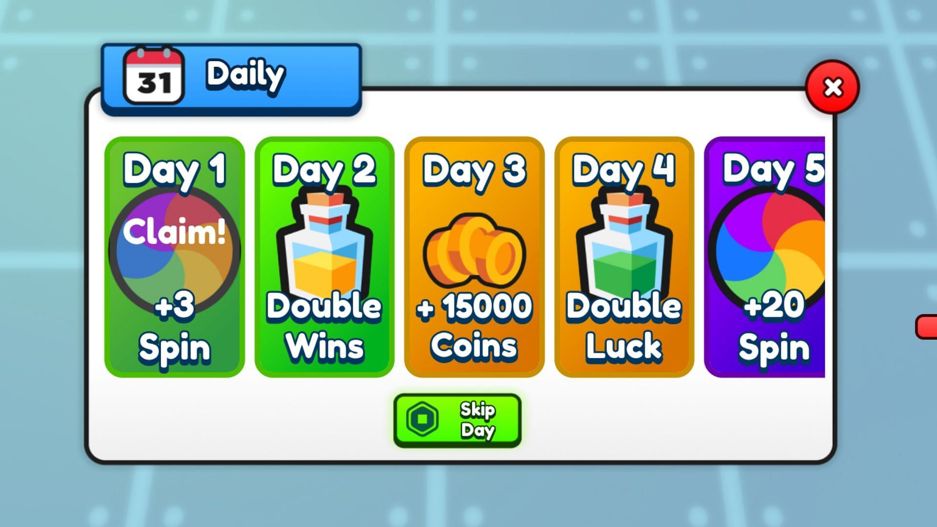 Earn daily rewards in Break Stuff Simulator (Image via Roblox)